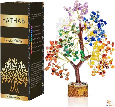 7 Chakra Crystal Tree For Room Decor - Good Luck Stones Tree For Positive Energy