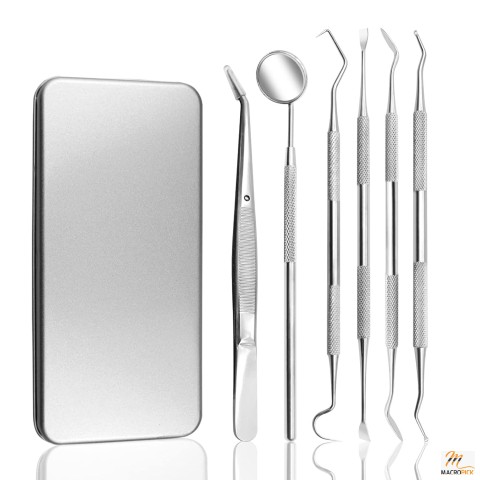 Portable Stainless Dental Picks: Oral Care Tool for Adults, Kids & Pets with Tartar Remover, Case Included