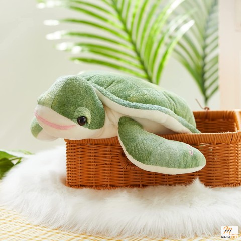 Cuddly Turtle Plush Toy Pillow with Lullabies LED Night Lights - 14 Inches Long Huggable Stuffed Turtle Toy For Kids