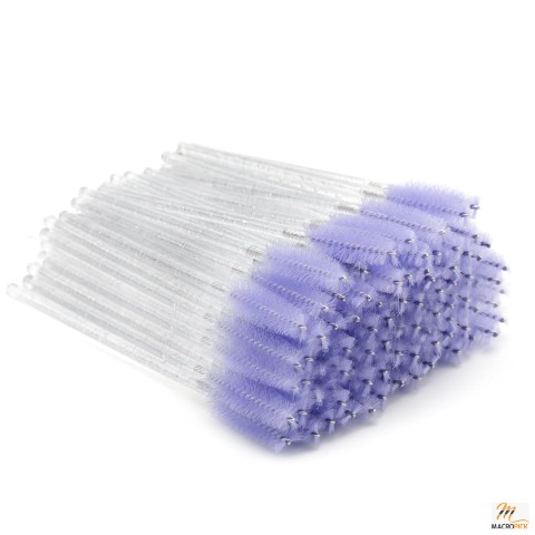 300 Disposable Mascara Brushes, Crystal Lash Kit, Adjustable Spoolies for Extensions, Eyebrow & Makeup (White + Purple)