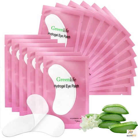 GreenLife 100 Pairs Hydrogel Eye Pads - Collagen & Aloe Vera Under Eye Patches for Eyelash Extensions Kit