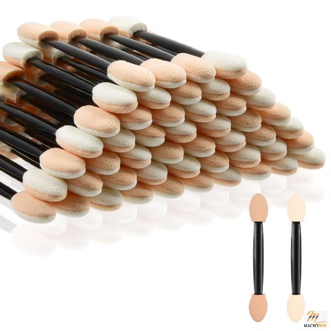 MORGLES 50pcs Eyeshadow Applicators - Double-Sided Eye Shadow Brush Sticks, 2.4 Inch Length, Makeup Tool for Women and Girls in Black