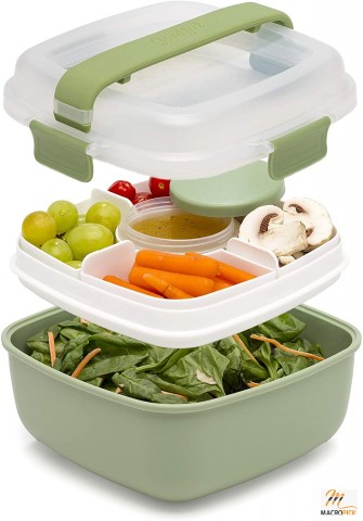 Bento Style Stackable Lunch Box Container With Removable Compartments - Easy To Carry & Leak Proof Lunch Box