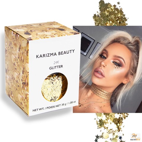 KARIZMA 24K Gold Chunky Glitter: Face, Hair, Body - 30g for Women. Rave, Festival, Cosmetic Loose Glitter Set