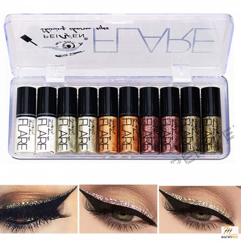 Eyeshadow Liquid Metallic/Glitter Eyeliner Makeup Kit For Women & Girls
