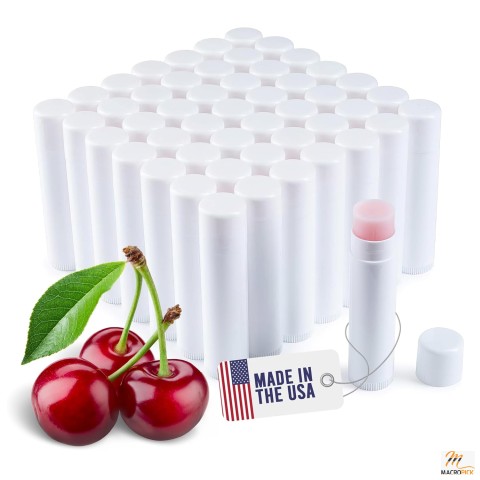 Unlabeled Lip Balm Bulk Pack - 50 Cherry Chapsticks Made in USA - Natural Ingredients for Party Favors