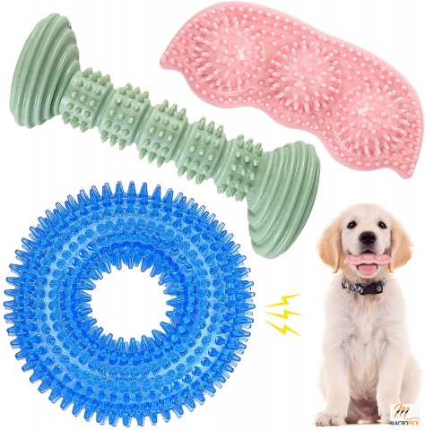 3 Pack Puppies Teething Toys - Chew Toys for Puppy 2-8 Months - Super Fun Puppy Toys for Teething - Best Gift For Puppies