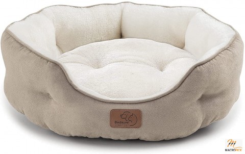 Washable Dog Bed for Small Dogs - Round Pet Bed for Puppy and Kitten - Removable Pillow And Non Slip Bottom