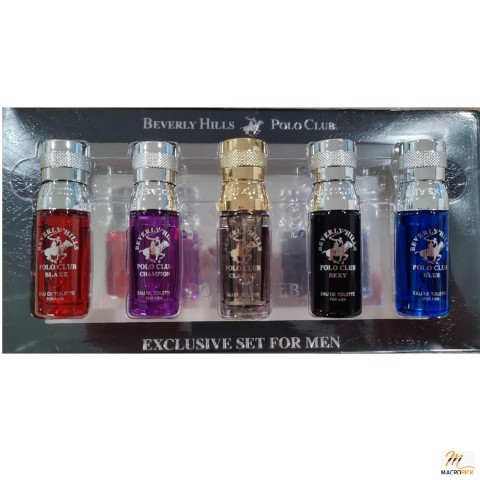 Beverly Hills Polo Club Men's EDT 5-Piece Mini Gift Set, 0.5oz Each, Assorted Fragrances