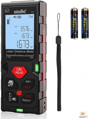 Laser Measure, Laser Distance Meter (196Ft M/In/Ft) up to 60m/±2mm Accuracy with Mute Function, Waterproof IP54