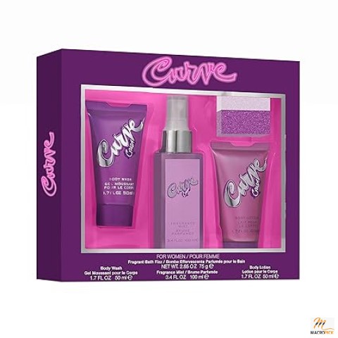 LIZ CLAIBORNE Curve Crush Women's Fragrance 4-Piece Bath Set - 3.4 Fl Oz Fragrance Mist, Gift Set