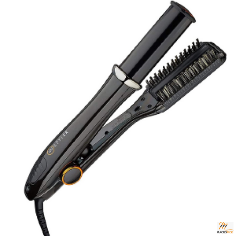 2-Way Revolving Iron with Sectioning Comb - Heated Tourmaline Ceramic Barrel Straightens Without Creasing