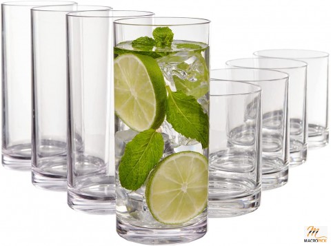 8-piece Premium Quality Plastic Tumblers | 4 each: 12-ounce and 16-ounce