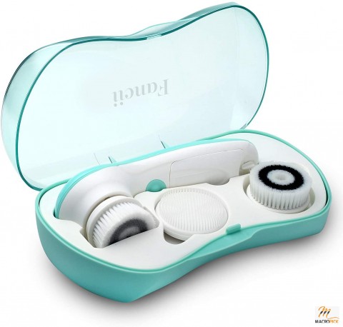 Waterproof Facial Cleansing Spin Brush Set with 3 Exfoliating Brush Heads