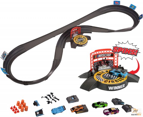 NASCAR Crash Circuit Ultimate Bundle: Electric-Powered, Huge Race Track, Winner’s Circle, 4 Cars - Over 6 Ft Assembled