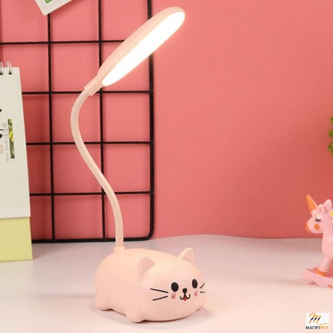 LED Desk Lamp for Kids: Cute Cat Design, Flexible Gooseneck, Eye-Care, Pink - Perfect Girls' Gift for a Charming Study Space