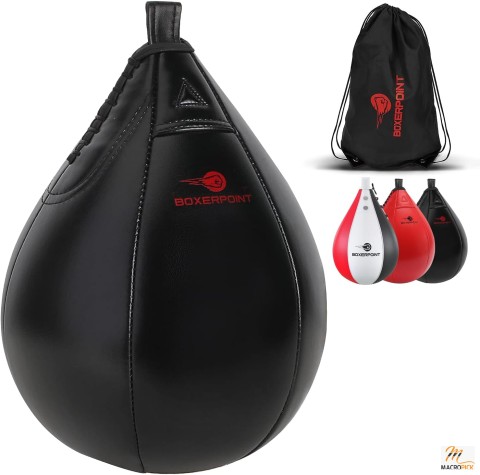 PU Leather Boxing Speed Bag Set - Speedbags for Boxing, MMA Training - Includes Carry Bag - Perfect Boxing Equipment for Speed and Reflex