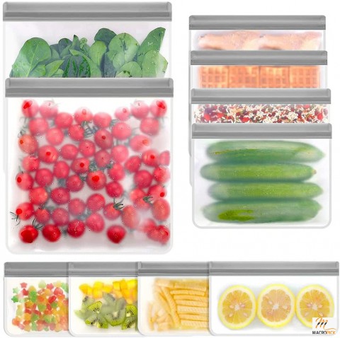 0 Pack Silicone Reusable Food Storage Bags - Resealable Zipper Food Bags for Meat, Fruit, Vegetables