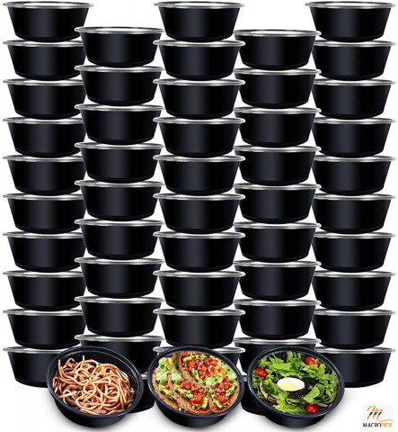 50-Pack 10 oz Meal Prep Containers with Lids - Freezer & Microwavable Plastic Bowls, BPA-Free, Food Grade, Storage Lunch Boxes