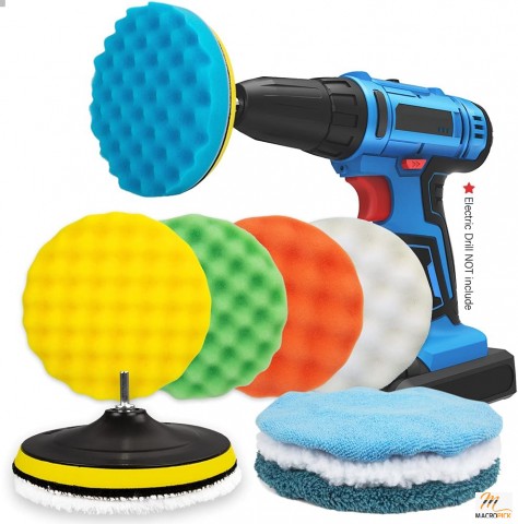 7 Inch Car Polishing Pad Kit - 11 Pieces Large Size Buffing Pads - Polish Pads Wax Buffer Polisher Attachment for Drill (Electric Drill is NOT Included）