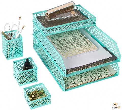 6 Piece Interlocking Stylish Desk Organizer Set