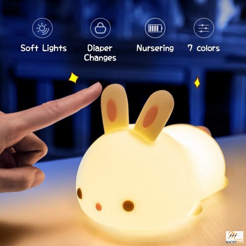 7 Colors Nursery Bunny Night Light for Kids Bedroom Room Decor - Safe Battery Operated Night Light For Kids