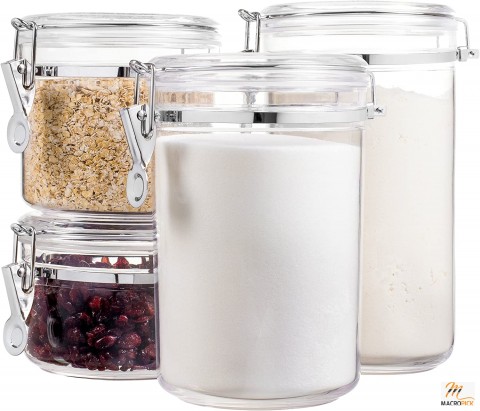 4 Piece Airtight Acrylic Canister Set, Food Storage Container