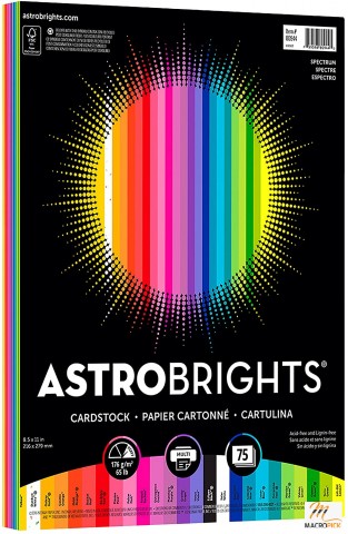 Colored Cardstock,25-Color Assortment,75 Sheets