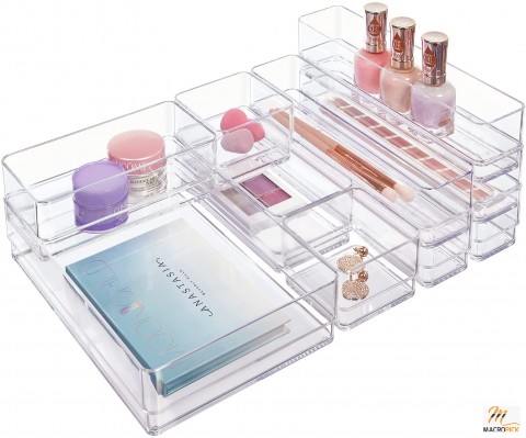 Plastic Makeup and Vanity Stackable Drawer Organizers