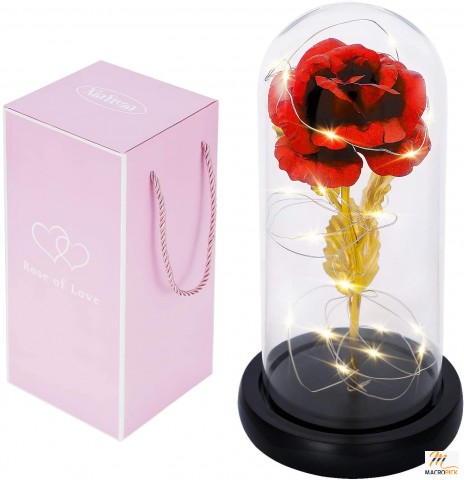 Colorful Rose Flower Gift for Valentine,Galaxy Rose in Glass Dome with LED Light