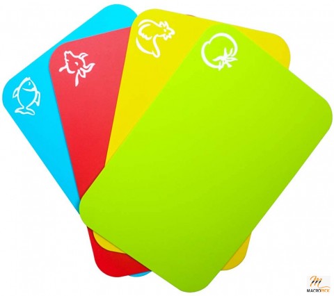 Set of 4 Small Flexible Plastic Cutting Board Mats -  Dishwasher Safe