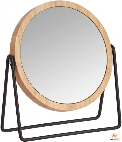 Bamboo-Rimmed Vanity Mirror with 1X/5X Magnification