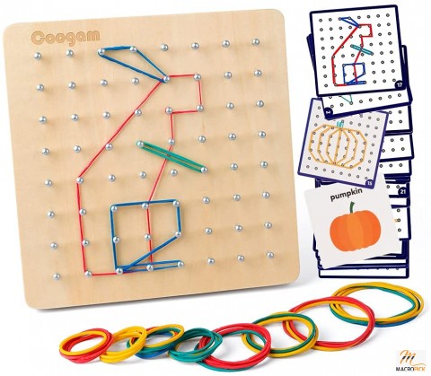 Wooden Geoboard Mathematical Manipulative Material | Graphical Educational Toys with 30Pcs