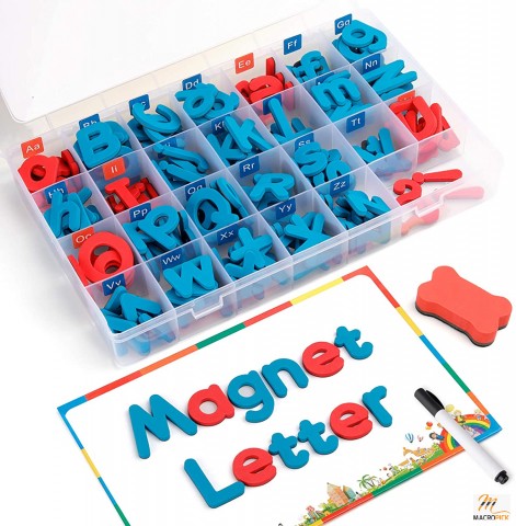 Alphabetic Learning Letters with Strong Back-Magnet Storage Box & Magnetic Board | 208 Pcs Lower & Uppercase Letters Set