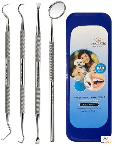 Set of dental hygiene tools made of stainless steel