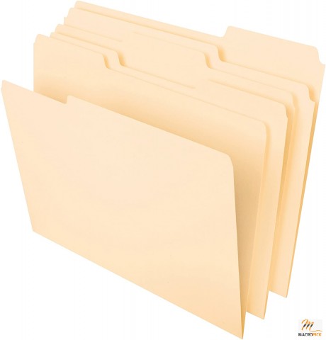 3 Pack File Folders,100 Per Box