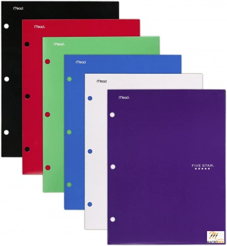 4 Pocket Folders,Assorted Trend Colors,6 Pack