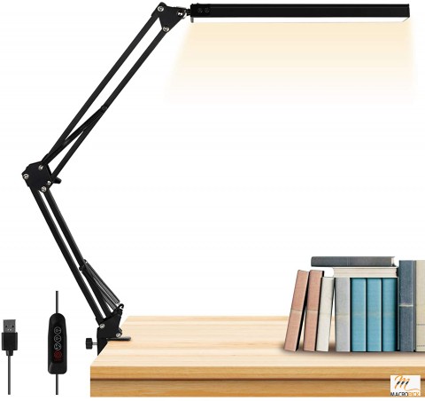 LED Desk Lamp | Metal Swing Arm Desk Lamp with Clamp