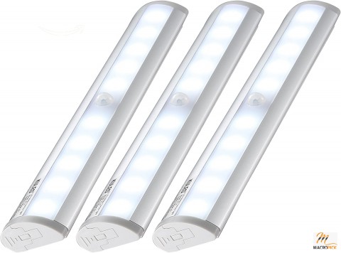 3 Pack 10-led Wireless Motion Sensing Stick-on Anywhere Step LED Light Bar