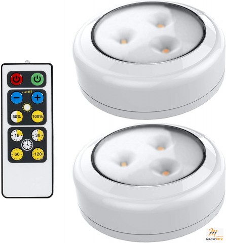 2 Pack LED Puck Light with Remote