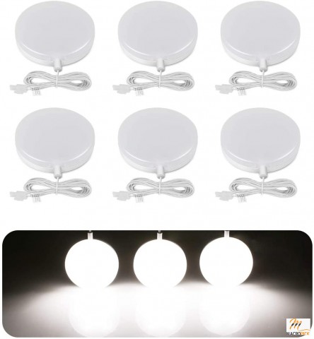 LED Under Cabinet Lighting Fixtures, Puck Lights Kit (Pack of 6)