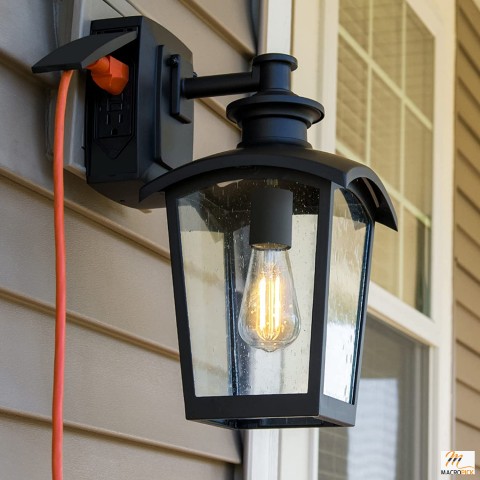 Light Outdoor Wall Lantern with Granite Textured Glass