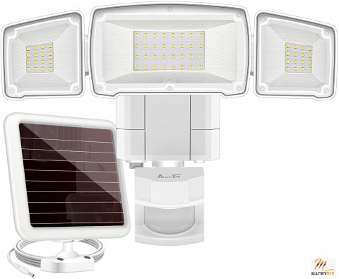 3 Adjustable Heads Solar Lights Outdoor,Super Bright 1600LM LED 6000K Solar Motion Sensor Lights