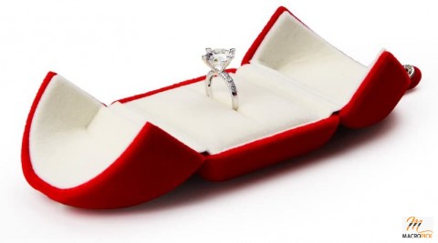 Red Velvet Ring Box for Proposal/Engagement/Wedding Premium Jewelry Gift Box