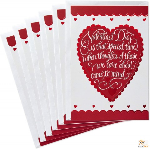 Pack of 6 Valentine's Day Cards with Envelopes