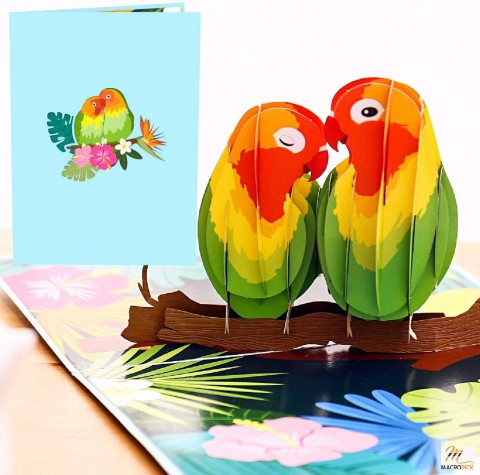 Lovebirds 3D Greeting Pop Up Cards For All Occasions, Valentines Day, Wedding Card & Anniversary Card