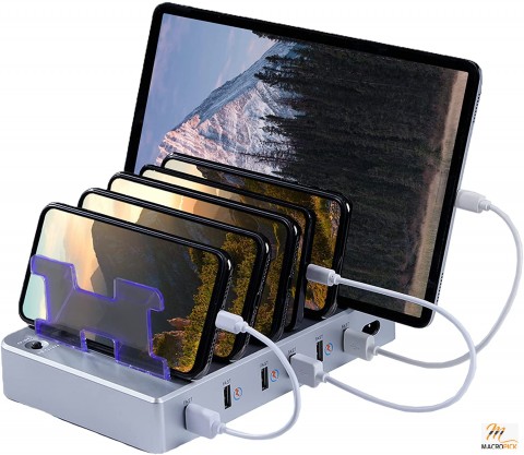 Multiple Devices with 6 USB Fast Ports and 6 Short Mixed USB Cables