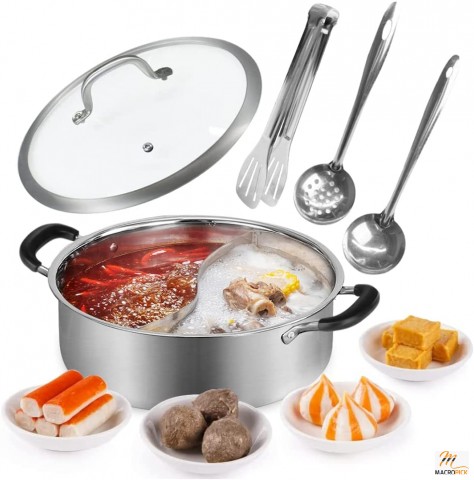 Hot Pot Cooker,10/12 Inch Food Grade Stainless Steel Mandarin Duck Pot