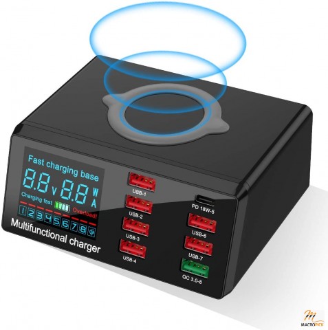 Fast Charging Station with 8-Port USB Quick Charge 3.0 and a 100W USB Hub