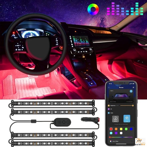 Waterproof LED Interior Lights for Car - App Control Smart Car Lights with DIY Mode and Music Mode - DC 12V